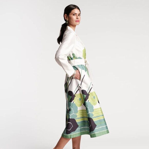 NWT Frances Valentine 3X Lucille Wrap Dress Dupioni Grass is Greener - Picture 3 of 4